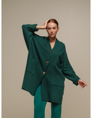 Chaqueta punto oversize bolsillos verde