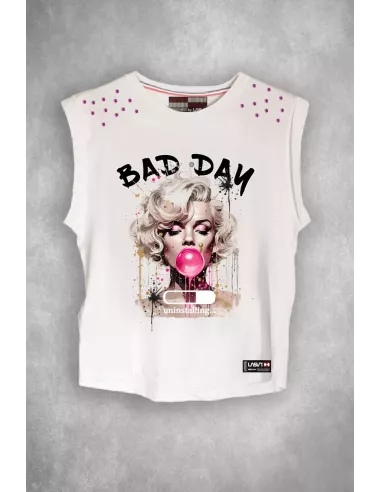 Camiseta mujer LASAL Bad Day blanco