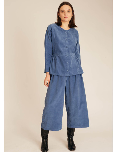 Thin Cordury Shirt Blue